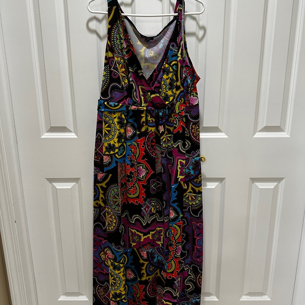 Notations Women’s Black Multicolor Paisley Maxi Dress size 3x
